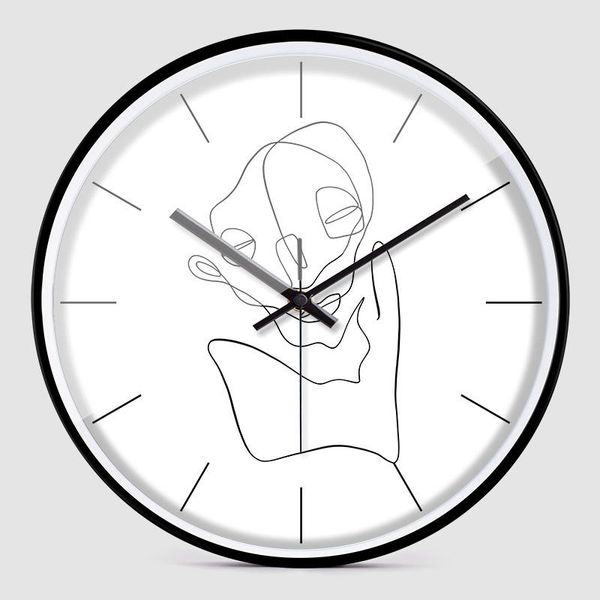 

wall clocks 12-inch thin border simple creative line mute hanging clock living room fashion decorative hangings
