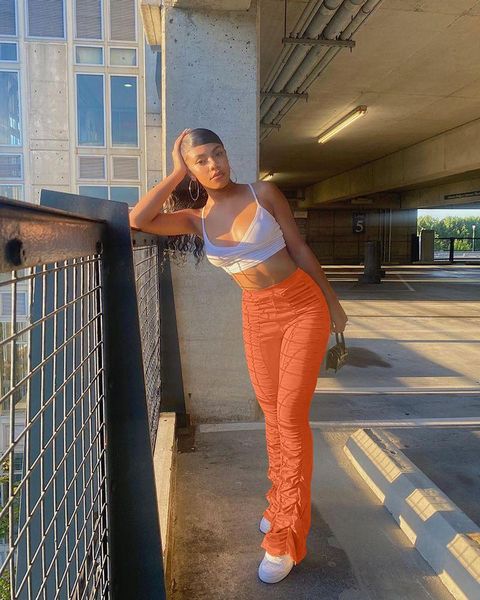 

women's pants & capris elastic bell bottom sweatpants high waisted stacked leggings flare women joggers plus size stretch lounge trouse, Black;white