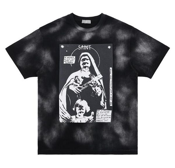 

22ss t shirt men women black tie dye print t-shirts oversize tee, White;black