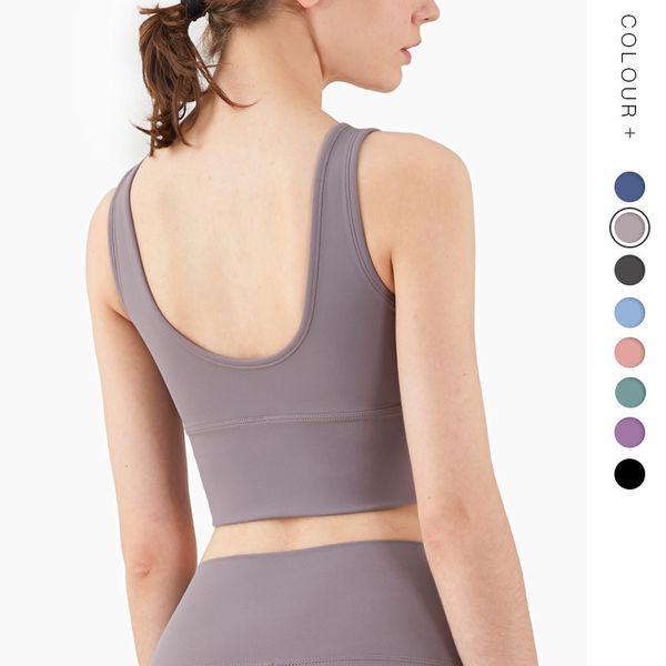 

strength support l-20 shockproof gather yoga bra solid color gym fitness clothes women underwears fashion deep u vest sports tank