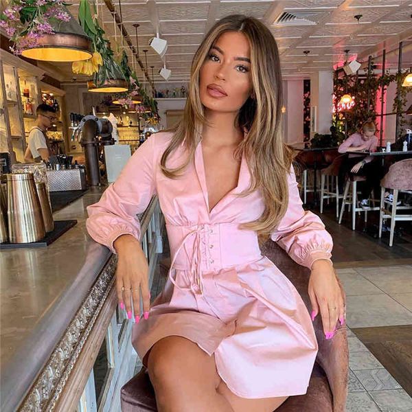 

dresses women vintage bansage sashes a-line party lantern sleeve turn down collar solid elegant casual autumn dress, Black;gray