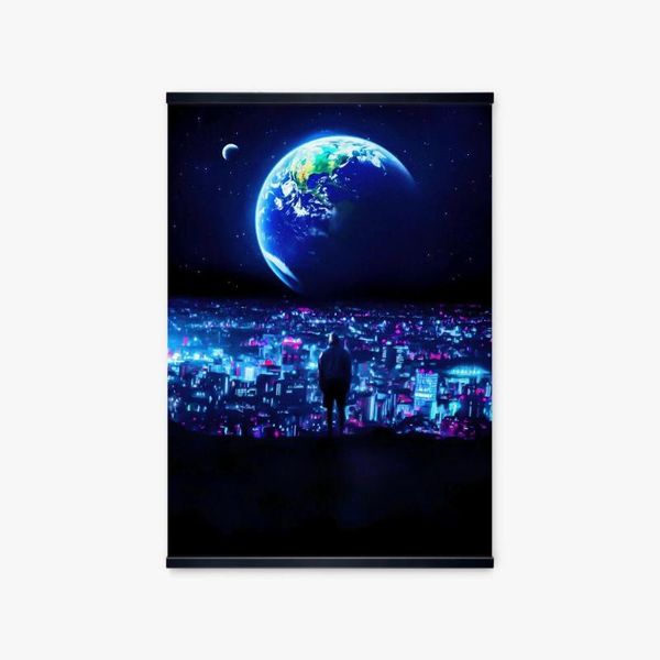 

paintings future style city earth landscape modular poster gallery wall picture decoration painting canvas print art home decor wood frame