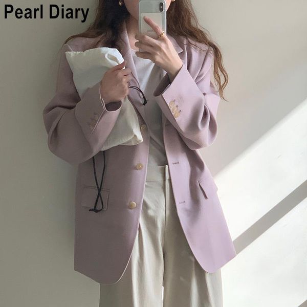 

women's suits & blazers casual autumn long sleeve blazer women korean style loose single breasted office lady suit jacket outerwear vin, White;black