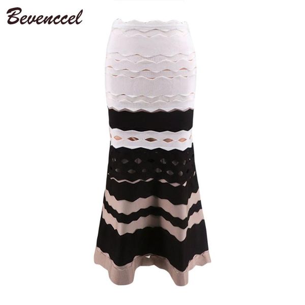 

arrival fashion black beige white patchwork a line floor length jacquard celebrity party bandage skirt skirts