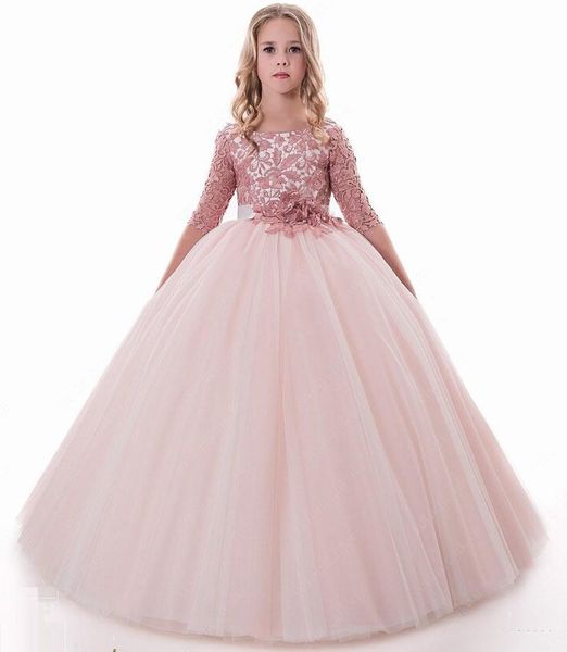 

girl's dresses flower girl tulle sleeveless big bow appliques little pageant gowns girls first holy communion, Red;yellow