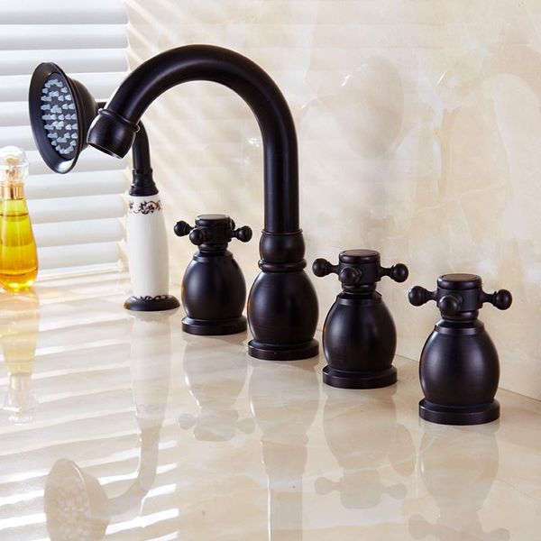 

kitchen faucets antique brass black bathroom basin faucet pull out dounle handles holes sink taps cold 360 degree
