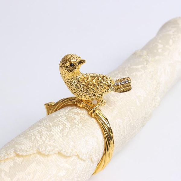 

10pcs plated metal golden bird model room napkin buckle el ring rings