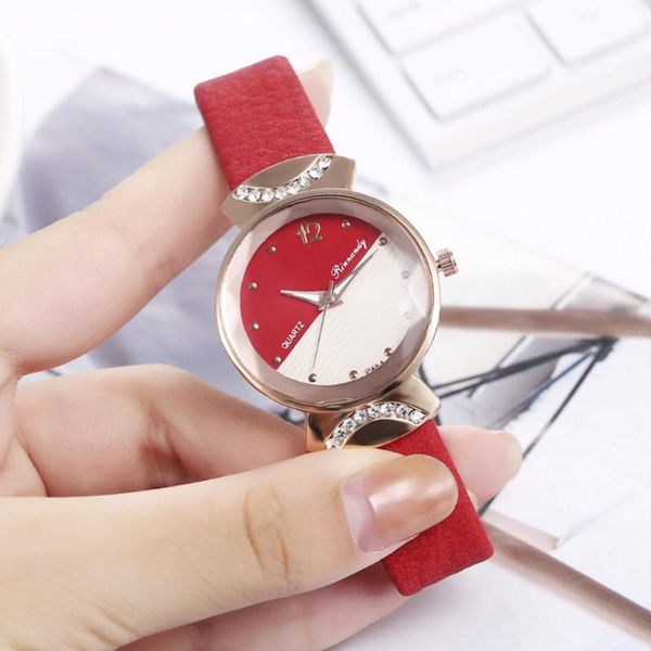 

casual trend student watch creative two-color ladies belt quartz watched fashion women wristwatch relogio feminino fn65 wristwatches, Slivery;brown