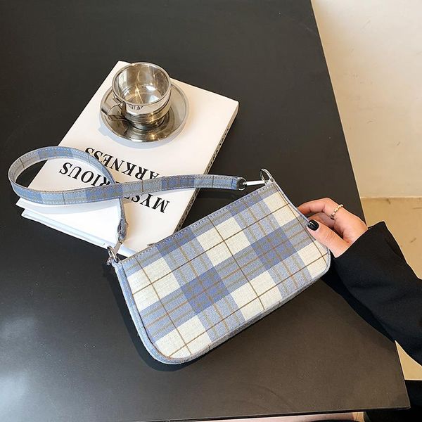 

evening bags luxury designer baguette bag plaid leather underarm 2021 summer fashion trend party stitching color ladies shoulder