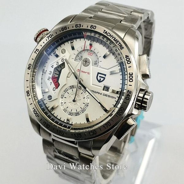 

wristwatches pagani design chronograph sport watches men reloj hombre full stainless steel quartz watch clocks relogio masculin, Slivery;brown