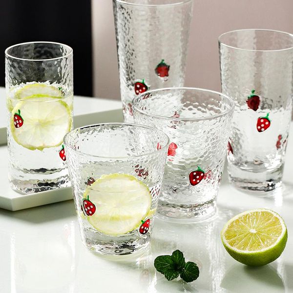 

wine glasses simple strawberry glass cup cute women coffee breakfast milk tea cups tasting copo de vidro home drinkware ac50bl