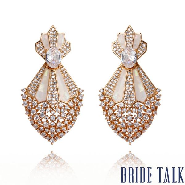 

stud bride talk trendy fashion women earrings cubic zirconia full crystal luxury jewelry for wedding engagement party lover's gift, Golden;silver