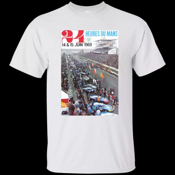 

24 heurs de mans le mans 24 hours steve mcqueen 1969 t-shirt, White;black