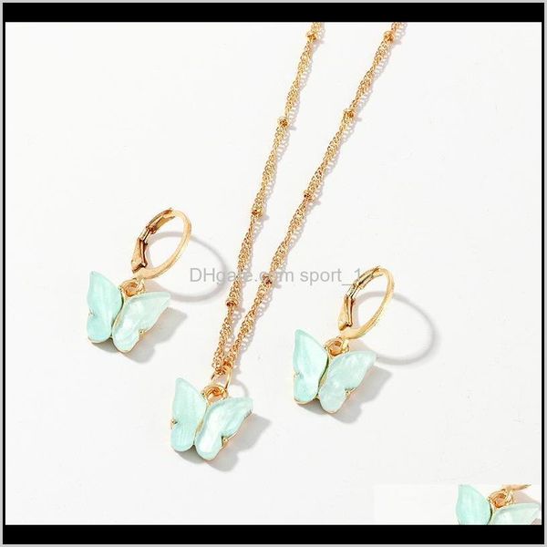 

& sets delivery 2021 arrival acrylic butterfly necklace set dainty gold drop earrings charm earring fashion jewelry for women girls 4 zxe0v, Silver