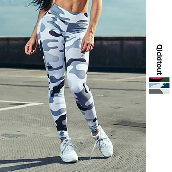 

ins fashion workout leggings for women high waist push up legging camouflage printed female fitness pants casual trousers 210925, Black