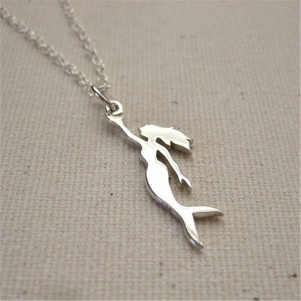 

pendant necklaces 2021 lover's gift mermaid necklace women's jewelry statement dancing accessories birthday, Silver