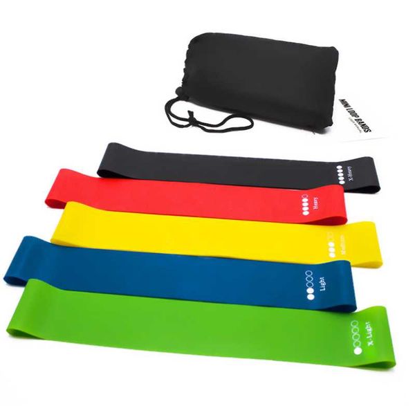 

5 colors yoga resistance rubber bands indoor outdoor sport training fitness equipment