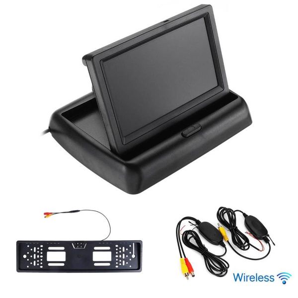 

car video 4.3 inch monitor tft lcd 4.3" hd digital 16:9 screen wireless transmitter/receiver for reverse rear view camera pal/ nstc