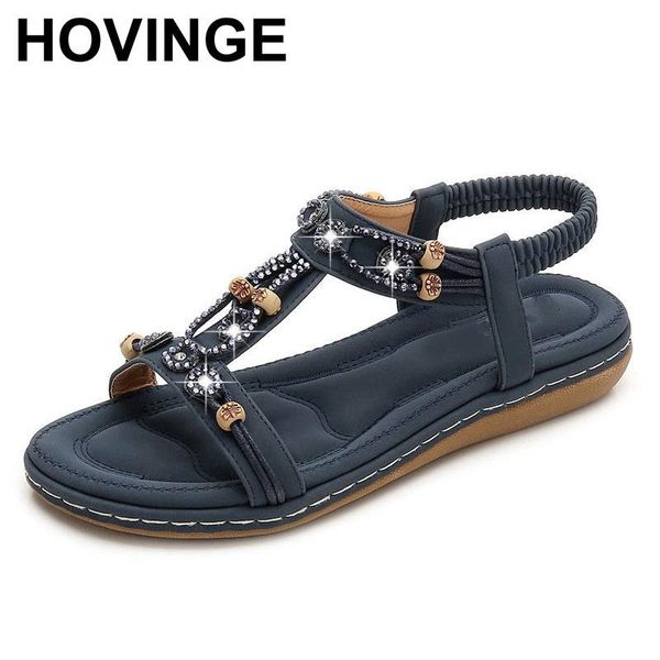 

glglgege summer sweet string bead floral bohemia casual women sandals comfort soft bottom shoes, Black