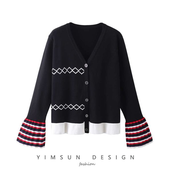 

women's sweaters autumn loudspeakers sleeves clothes lazy fashion design sense of fairy sweater foreign style loose wear avv2, White;black