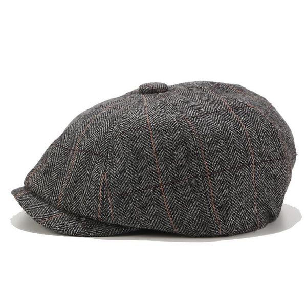 

berets beret men's british vintage tweed cap autumn and winter octagonal hat female outdoor leisure painter tide french, Blue;gray