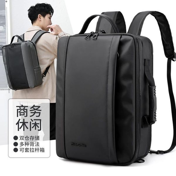 

multifunctional backpack waterproof three purpose lapbag large capacity leisure schoolbag business men's