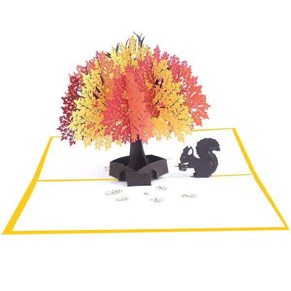 

greeting cards 1pcs 3d handmade color print oak tree paper invitation stereoscopic teachers' day mother's friend gift