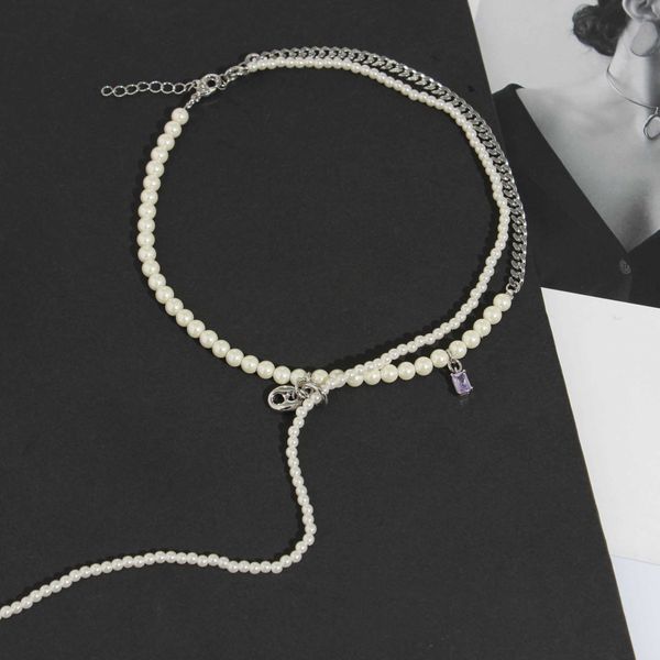 

zhao lusi's 2021 simple style multi layered fringed pearl necklace, Silver