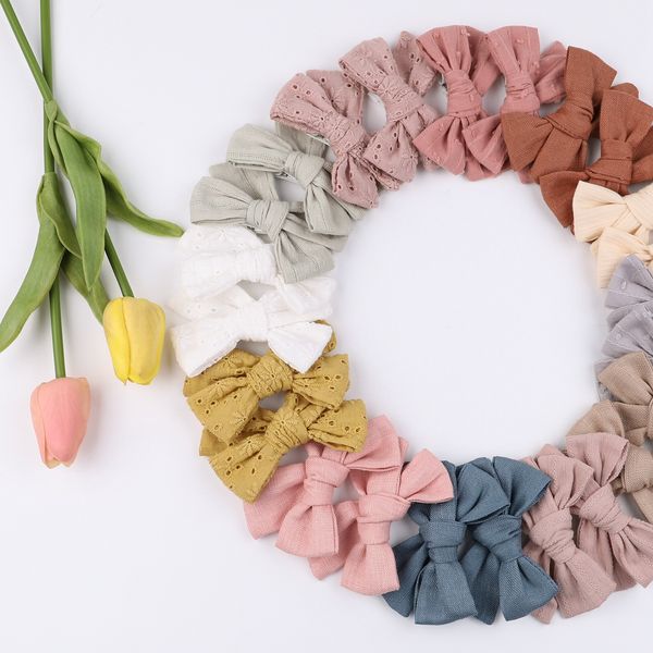 

new 3.2" covered safe barrette for children baby girls cotton hair clips lace hair bow hairpin accessories hairgrips, Slivery;white