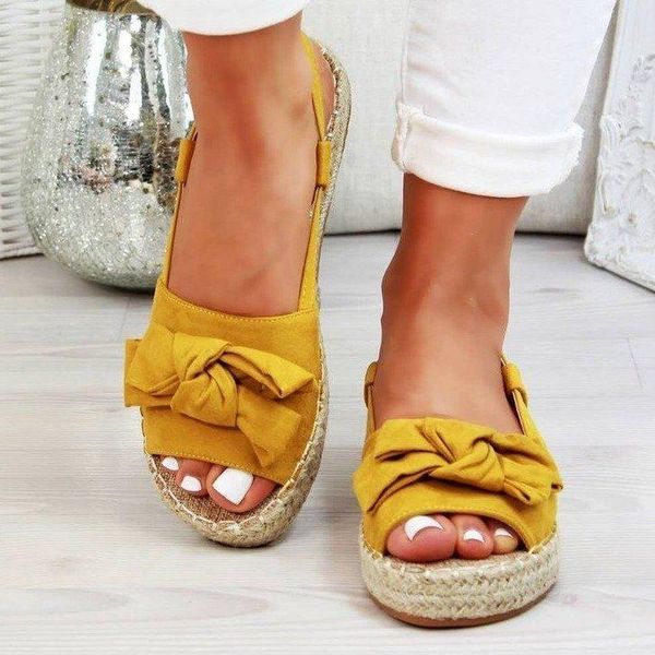 

sandals yellow summer casual bow tie womens buckle strap flats shoes woman solid peep toe sandalias mujer fashion zapato, Black