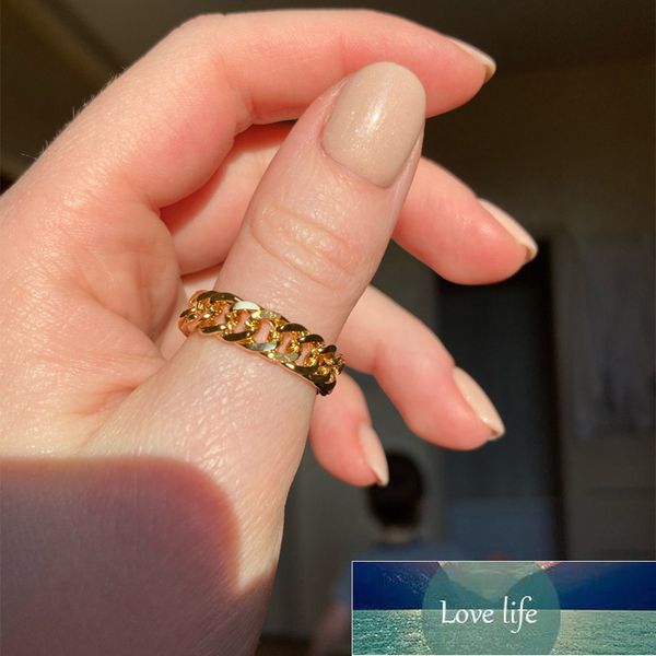 

stainless steel thick chunky chain ring cuban curb link gold filled stylish ring for women girls jewelry gift, Silver
