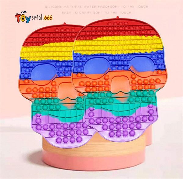 

fidget toys rainbow skull stress relief push bubble decompression sensory finger game children toy for halloween party