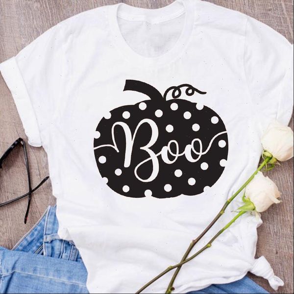 

graphic polka dot pumpkin autumn women t shirts fall halloween clothes clothing tees print female shirt womens, White