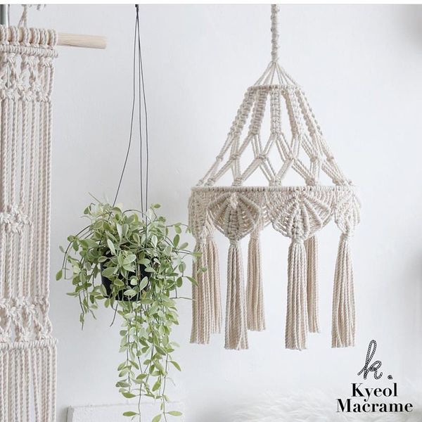 

lamp covers & shades hand-woven lampshade living room shade bohemian tassel bedroom bathroom macrame decorative tapestry