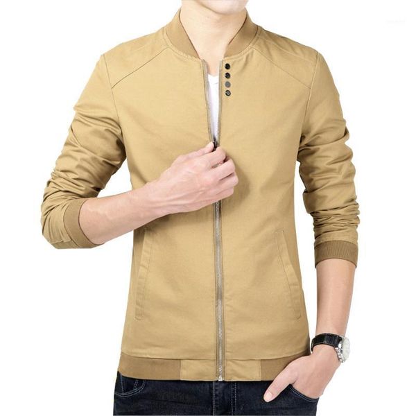 

men's jackets spring autumn jacket men cotton outwear casual clothing stand collar coat slim fit korean fashion 2021, Black;brown