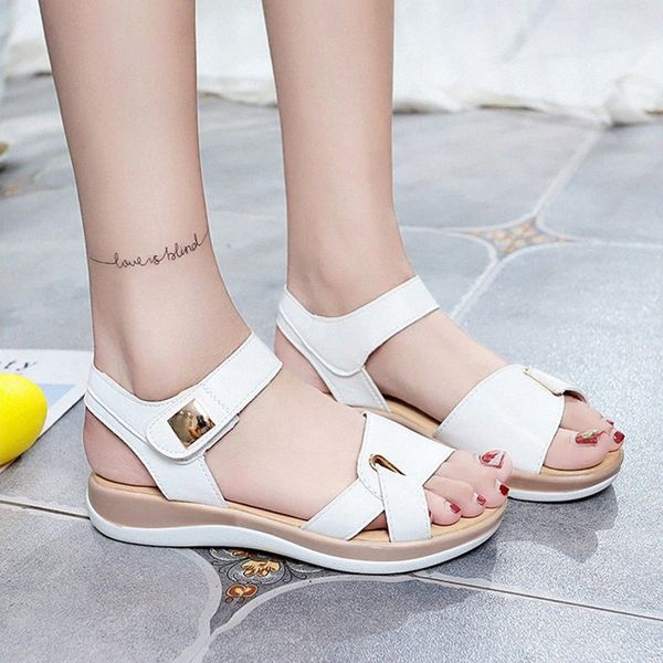 

2020 women sandals fashion ladies hook loop flats female new classic metal shoes woman open toe womens back strap footwear 03lk#, Black