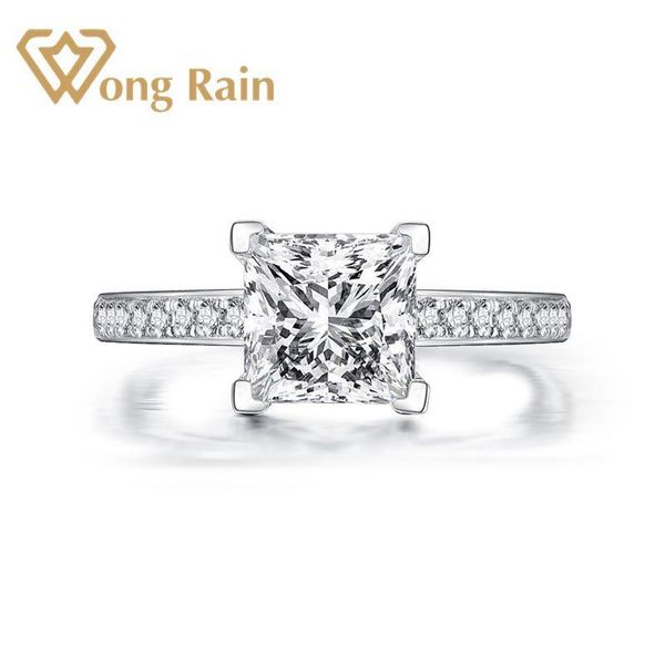 

cluster rings wong rain classic 100% 925 sterling silver created moissanite gemstone diamonds wedding engagement ring fine jewelry wholesale, Golden;silver