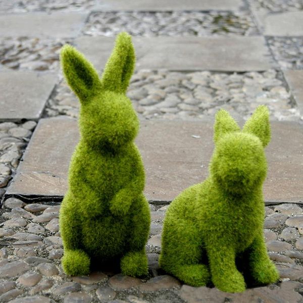 Oggetti decorativi Figurine Figurine di Pasqua Cartone animato Modello animale Moss Landscape Resin Craft Home Miniature Fairy Garden Decoration