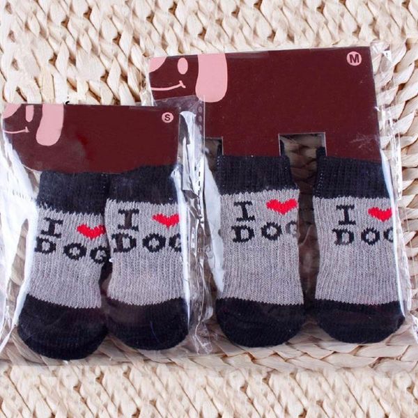 

dog apparel 2pairs anti slip cute puppy warm skid bottom lovely protective knit weave soft pet sock