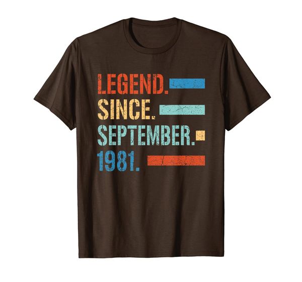 

legend since september 1981 vintage 38th b-day decorations t-shirt, White;black