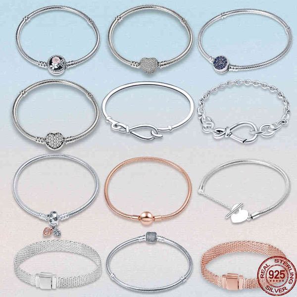 

sale classic series 100% 925 sterling silver heart bracelet fit pandora original beads charms diy jewelry gift for women, Golden;silver