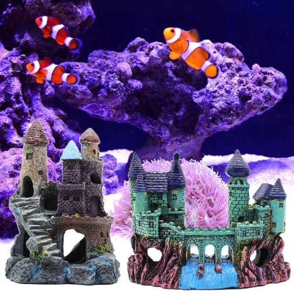 

resin castle aquarium decorationish tank mountain cave fish betta hideout house decorations