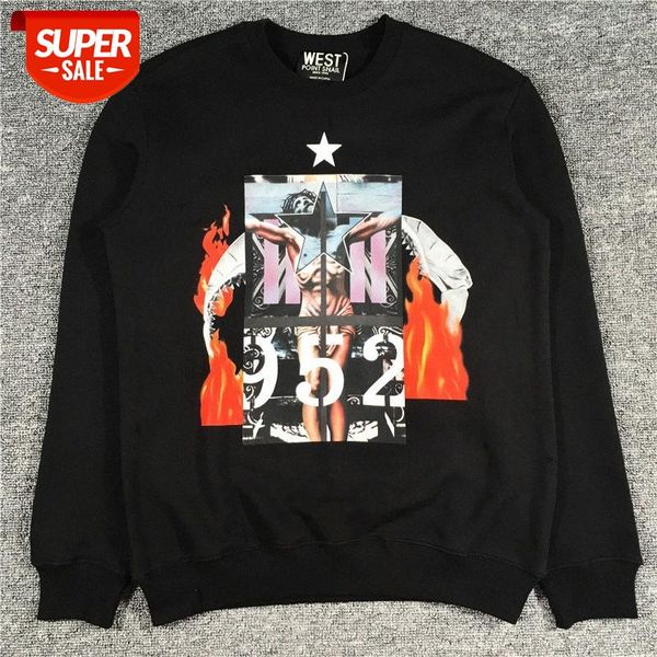 

autumn and winter men's sweaters european american fashion brand jesus flame printing plus velvet sweater for men women couples #235d, Black