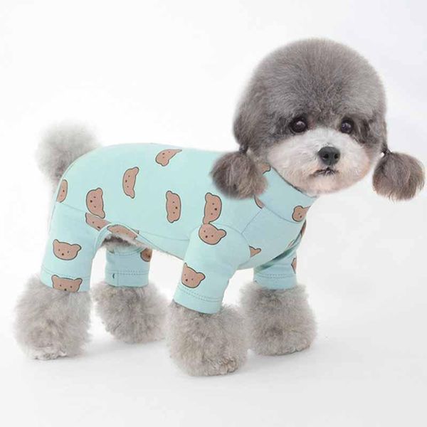 

dog apparel autumn and winter print bear pajamas pet clothes puppy four-legged base teddy