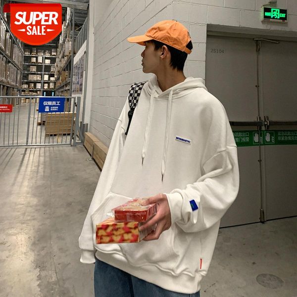 

intfeday korean style sweater men's loose clean contrast sports hoodie #vr7x, Black