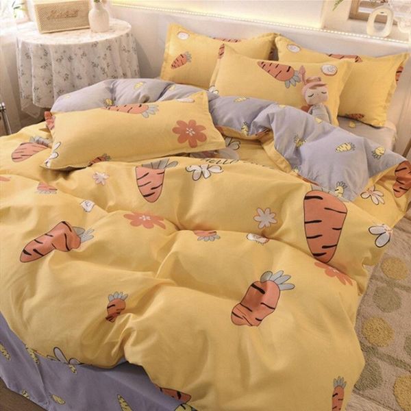 

bedding sets home radish polyester set 3/4pcs twin double full  duvet cover flat bed sheet pillowcase linen bedroom bedclothes
