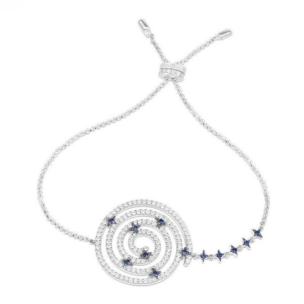 

link, chain sljely brand design 925 sterling silver mysterious koru spiral mandala bracelet micro cz zircon stones women luxury jewelry, Black