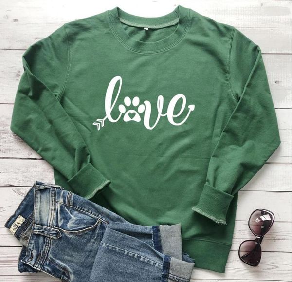 

women's hoodies & sweatshirts love graphic women casual funny slogan fashion grunge tumblr sweatshirt hipster dog cat lover pullovers, Black