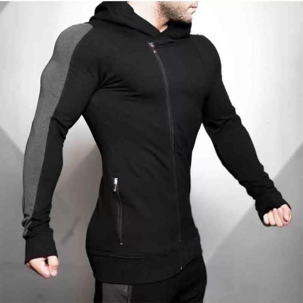 

men's hoodies & sweatshirts brand gyms sweatshirt men winter solid hoodie mens hip hop coat pullover casual tracksuits q6r8, Black