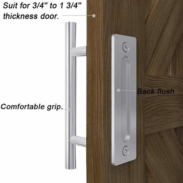

set door handle sliding stainless steel with screw 12\" barn flush craft tools